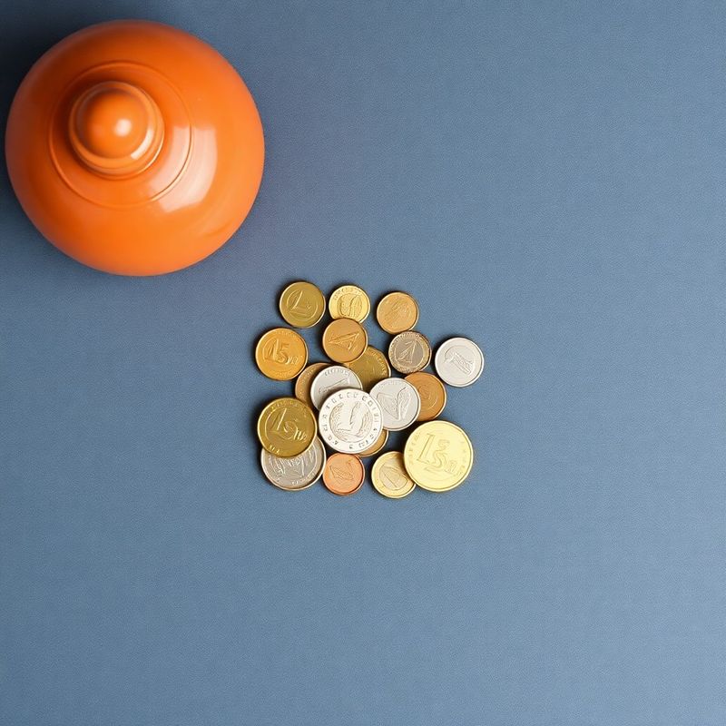 Euro kovanice i staklenka za štednju na sivom radnom stolu